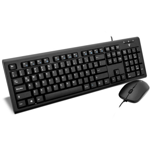 Kit Teclado y Mouse V7 - Alámbrico - USB - Negro - Español